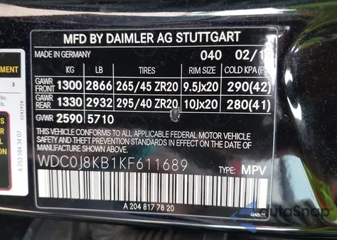 2019 Mercedes-Benz Glc Coupe 63 S 4Matic Amg из США, поврежденный, VIN WDC0J8KB1KF611689